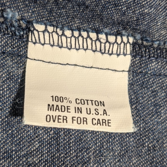 Vintage USA Sundance Blue Denim Longline Jacket Oversize L Pleated Studs Pockets - Picture 15 of 16